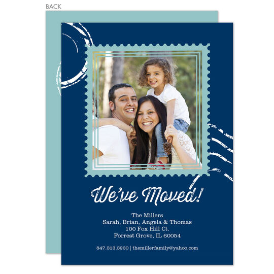 Navy Home Stamp Photo Moving Announcements